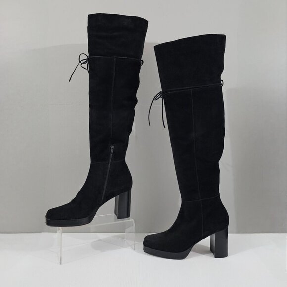 Free People Echo Over The Knee Boot Womens EU 41 Black Suede Tall Block Heel - Picture 2 of 15